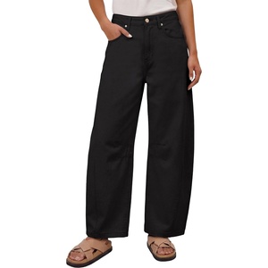 image:imageANRABESS Womens Wide Leg Barrel Jeans  Mid Rise Ankle Length Denim PantsGoing Out Y2K StreetwearCasual Baggy Relaxed Fit Boyfriend StyleFall SpringClassic Black