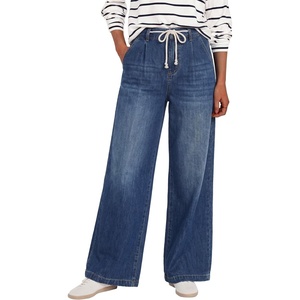 image:imageANRABESS Womens Wide Leg Jeans High Waisted Trendy Drawstring Denim Pants Casual Relaxed Fit Trouser with Pockets Navy Blue Small