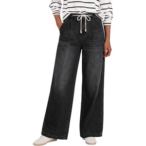 image:imageANRABESS Womens Wide Leg Jeans High Waisted Trendy Drawstring Denim Pants Casual Relaxed Fit Trouser with PocketsWished Black