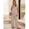 image:imageANRABESS Women Summer 2 Piece Outfits VNeck Top and Wide Leg Pants Set Comfy AllDay Wear for Lounge amp Daily Travel SetsApricot