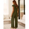image:imageANRABESS Women Summer 2 Piece Outfits VNeck Top and Wide Leg Pants Set Comfy AllDay Wear for Lounge amp Daily Travel SetsArmy Green