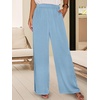 image:imageANRABESS Women Summer 2 Piece Outfits VNeck Top and Wide Leg Pants Set Comfy AllDay Wear for Lounge amp Daily Travel SetsBright Blue