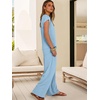 image:imageANRABESS Women Summer 2 Piece Outfits VNeck Top and Wide Leg Pants Set Comfy AllDay Wear for Lounge amp Daily Travel SetsBright Blue