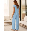 image:imageANRABESS Women Summer 2 Piece Outfits VNeck Top and Wide Leg Pants Set Comfy AllDay Wear for Lounge amp Daily Travel SetsBright Blue