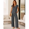 image:imageANRABESS Women Summer 2 Piece Outfits VNeck Top and Wide Leg Pants Set Comfy AllDay Wear for Lounge amp Daily Travel SetsDark Gray