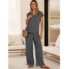 image:imageANRABESS Women Summer 2 Piece Outfits VNeck Top and Wide Leg Pants Set Comfy AllDay Wear for Lounge amp Daily Travel SetsDark Gray