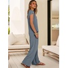 image:imageANRABESS Women Summer 2 Piece Outfits VNeck Top and Wide Leg Pants Set Comfy AllDay Wear for Lounge amp Daily Travel SetsGrey Blue