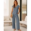 image:imageANRABESS Women Summer 2 Piece Outfits VNeck Top and Wide Leg Pants Set Comfy AllDay Wear for Lounge amp Daily Travel SetsGrey Blue