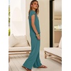 image:imageANRABESS Women Summer 2 Piece Outfits VNeck Top and Wide Leg Pants Set Comfy AllDay Wear for Lounge amp Daily Travel SetsLake