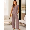 image:imageANRABESS Women Summer 2 Piece Outfits VNeck Top and Wide Leg Pants Set Comfy AllDay Wear for Lounge amp Daily Travel SetsLight Camel