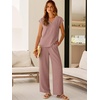 image:imageANRABESS Women Summer 2 Piece Outfits VNeck Top and Wide Leg Pants Set Comfy AllDay Wear for Lounge amp Daily Travel SetsPink