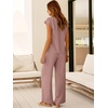 image:imageANRABESS Women Summer 2 Piece Outfits VNeck Top and Wide Leg Pants Set Comfy AllDay Wear for Lounge amp Daily Travel SetsPink