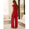 image:imageANRABESS Women Summer 2 Piece Outfits VNeck Top and Wide Leg Pants Set Comfy AllDay Wear for Lounge amp Daily Travel SetsRed