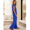 image:imageANRABESS Women Summer 2 Piece Outfits VNeck Top and Wide Leg Pants Set Comfy AllDay Wear for Lounge amp Daily Travel SetsRoyal Blue