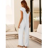 image:imageANRABESS Women Summer 2 Piece Outfits VNeck Top and Wide Leg Pants Set Comfy AllDay Wear for Lounge amp Daily Travel SetsWhite