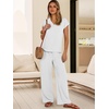 image:imageANRABESS Women Summer 2 Piece Outfits VNeck Top and Wide Leg Pants Set Comfy AllDay Wear for Lounge amp Daily Travel SetsWhite