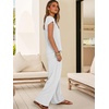 image:imageANRABESS Women Summer 2 Piece Outfits VNeck Top and Wide Leg Pants Set Comfy AllDay Wear for Lounge amp Daily Travel SetsWhite