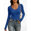 image:imageANRABESS Womens Long Sleeve Double Lined Tops  V Neck Basic Tee Shirts Soft Stretch Fleece Slim Fitted Fall Winter Warm Layer Going Out Casual Work Travel Everyday WearRoyal Blue