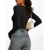 image:imageANRABESS Womens Long Sleeve Double Lined Tops  V Neck Basic Tee Shirts Soft Stretch Fleece Slim Fitted Fall Winter Warm Layer Going Out Casual Work Travel Everyday WearBlack