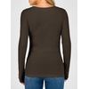 image:imageANRABESS Womens Long Sleeve Shirts Slim Fitted Tops  Stretchy Ribbed Knit Top Crewneck Button Cuffs Office Work Casual Outfits Minimal Elegant Fall Winter Layering ClothesCoffee