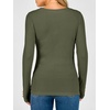 image:imageANRABESS Womens Long Sleeve Shirts Slim Fitted Tops  Stretchy Ribbed Knit Top Crewneck Button Cuffs Office Work Casual Outfits Minimal Elegant Fall Winter Layering ClothesArmy Green