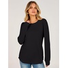 image:imageANRABESS Womens Long Sleeve Waffle Knit Basic Shirts  Soft Comfy Loose Fit Tunic Crew Neck Curved Hem Business Casual Dressy Blouses Trendy Fall Winter OutfitsBlack