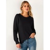image:imageANRABESS Womens Long Sleeve Waffle Knit Basic Shirts  Soft Comfy Loose Fit Tunic Crew Neck Curved Hem Business Casual Dressy Blouses Trendy Fall Winter OutfitsBlack