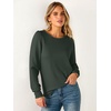 image:imageANRABESS Womens Long Sleeve Waffle Knit Basic Shirts  Soft Comfy Loose Fit Tunic Crew Neck Curved Hem Business Casual Dressy Blouses Trendy Fall Winter OutfitsArmy Green