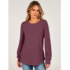 image:imageANRABESS Womens Long Sleeve Waffle Knit Basic Shirts  Soft Comfy Loose Fit Tunic Crew Neck Curved Hem Business Casual Dressy Blouses Trendy Fall Winter OutfitsMauve