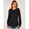 image:imageANRABESS Womens Long Sleeve Waffle Knit Basic Shirts  Soft Comfy Loose Fit Tunic Crew Neck Curved Hem Business Casual Dressy Blouses Trendy Fall Winter OutfitsBlack