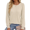 image:imageANRABESS Womens Long Sleeve Waffle Knit Basic Shirts  Soft Comfy Loose Fit Tunic Crew Neck Curved Hem Business Casual Dressy Blouses Trendy Fall Winter OutfitsBeige