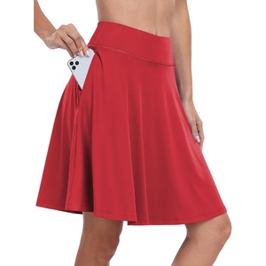 image:imageANRABESS Knee Length Skorts Skirts for Women 2026 Summer High Waisted Golf Tennis Skirt Casual Travel Builtin Shorts ClothesRed