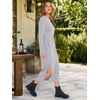 image:imageANRABESS Long Sleeve Midi Dresses for Women  Comfy Soft T Shirt Dress Crewneck Split Striped Loose Fit Casual Vacation Daily Wear Fall Winter Transition ClothesGrey White Stripe