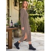 image:imageANRABESS Long Sleeve Midi Dresses for Women  Comfy Soft T Shirt Dress Crewneck Split Striped Loose Fit Casual Vacation Daily Wear Fall Winter Transition ClothesBrown White Stripe