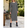 image:imageANRABESS Long Sleeve Midi Dresses for Women  Comfy Soft T Shirt Dress Crewneck Split Striped Loose Fit Casual Vacation Daily Wear Fall Winter Transition ClothesBlack White Stripe