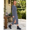 image:imageANRABESS Long Sleeve Midi Dresses for Women  Comfy Soft T Shirt Dress Crewneck Split Striped Loose Fit Casual Vacation Daily Wear Fall Winter Transition ClothesBlue White Stripe