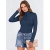 image:imageANRABESS Long Sleeve Shirts for Women Quarter Zip Ribbed Top  Slim Fitted Knit Mock Neck Tops Comfy Lightweight Basic Tees Casual Work amp Daily Going Out Fall Winter Layering TShirtNavy Blue