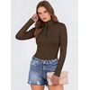 image:imageANRABESS Long Sleeve Shirts for Women Quarter Zip Ribbed Top  Slim Fitted Knit Mock Neck Tops Comfy Lightweight Basic Tees Casual Work amp Daily Going Out Fall Winter Layering TShirtBrown