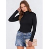image:imageANRABESS Long Sleeve Shirts for Women Quarter Zip Ribbed Top  Slim Fitted Knit Mock Neck Tops Comfy Lightweight Basic Tees Casual Work amp Daily Going Out Fall Winter Layering TShirtBlack