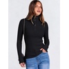 image:imageANRABESS Long Sleeve Shirts for Women Quarter Zip Ribbed Top  Slim Fitted Knit Mock Neck Tops Comfy Lightweight Basic Tees Casual Work amp Daily Going Out Fall Winter Layering TShirtBlack
