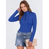 image:imageANRABESS Long Sleeve Shirts for Women Quarter Zip Ribbed Top  Slim Fitted Knit Mock Neck Tops Comfy Lightweight Basic Tees Casual Work amp Daily Going Out Fall Winter Layering TShirtRoyal Blue