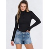 image:imageANRABESS Long Sleeve Shirts for Women Quarter Zip Ribbed Top  Slim Fitted Knit Mock Neck Tops Comfy Lightweight Basic Tees Casual Work amp Daily Going Out Fall Winter Layering TShirtBlack