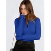 image:imageANRABESS Long Sleeve Shirts for Women Quarter Zip Ribbed Top  Slim Fitted Knit Mock Neck Tops Comfy Lightweight Basic Tees Casual Work amp Daily Going Out Fall Winter Layering TShirtRoyal Blue