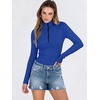 image:imageANRABESS Long Sleeve Shirts for Women Quarter Zip Ribbed Top  Slim Fitted Knit Mock Neck Tops Comfy Lightweight Basic Tees Casual Work amp Daily Going Out Fall Winter Layering TShirtRoyal Blue