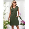 image:imageANRABESS V Neck Sleeveless Dress for Women  Mini Split Sundress Business Casual Beach Vacation 2026 Summer Outfits with PocketsArmy Green