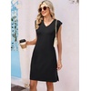 image:imageANRABESS V Neck Sleeveless Dress for Women  Mini Split Sundress Business Casual Beach Vacation 2026 Summer Outfits with PocketsBlack