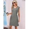 image:imageANRABESS V Neck Sleeveless Dress for Women  Mini Split Sundress Business Casual Beach Vacation 2026 Summer Outfits with PocketsGrey