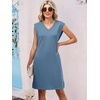 image:imageANRABESS V Neck Sleeveless Dress for Women  Mini Split Sundress Business Casual Beach Vacation 2026 Summer Outfits with PocketsGrey Blue