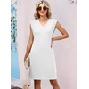 image:imageANRABESS V Neck Sleeveless Dress for Women  Mini Split Sundress Business Casual Beach Vacation 2026 Summer Outfits with PocketsWhite