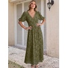 image:imageANRABESS Womens Floral Maxi Formal Dress Summer Mesh Short Sleeve V Neck Empire Waist Wedding Guest Party DressesArmy Green Floral
